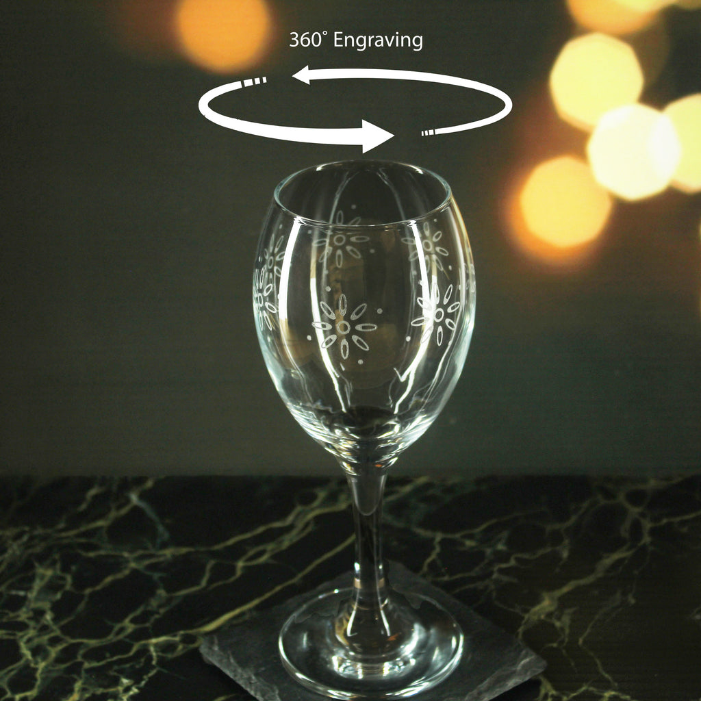 Engraved Fireworks Pattern Pure Wine Set of 4 11oz Glasses Image 4